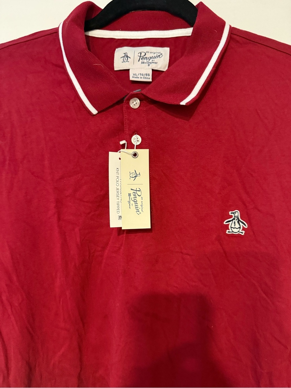 Original Penguin Men’s Red Polo with White Trim